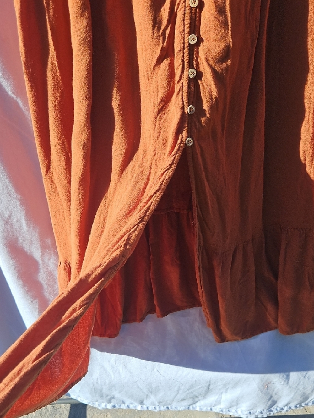 Wishlist Rust Orange Smocked Button Dress. Size Med - Picture 3 of 6